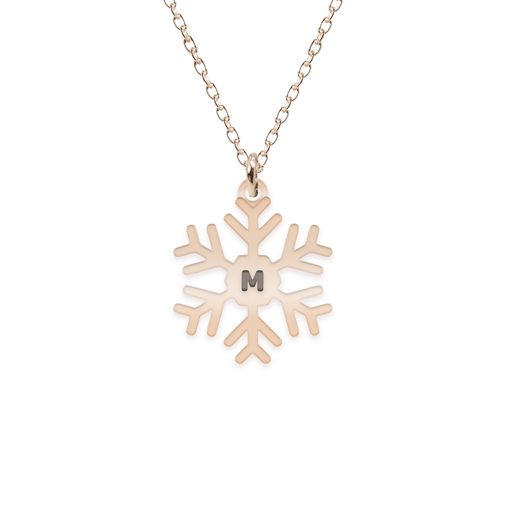 Little Snowflake - Colier personalizat fulg si litera din argint 925 placat cu aur roz